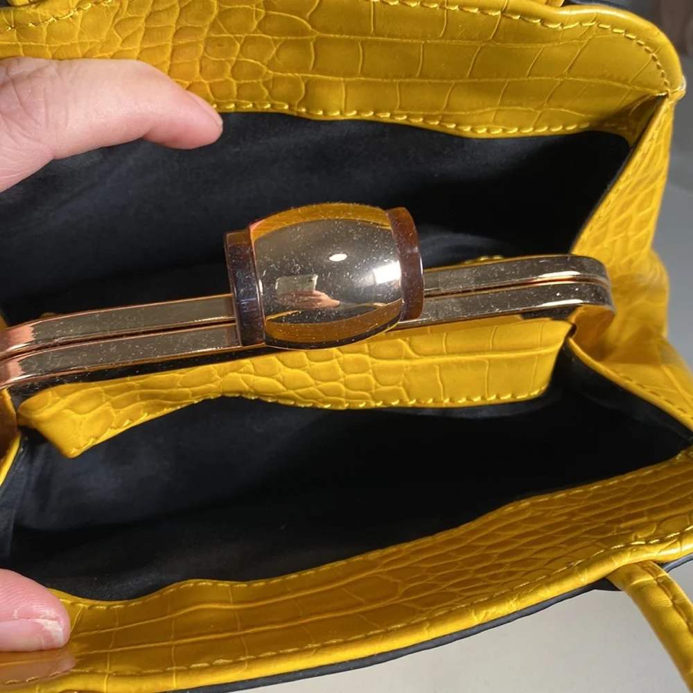 Yellow Faux Leather Handbag - Picture 7 of 9